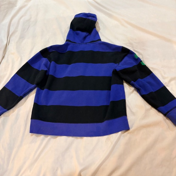 Polo Ralph Lauren Boys Blue Black Striped Full Zip Hoodie 3 Pony Size M 10-12 - Picture 3 of 9